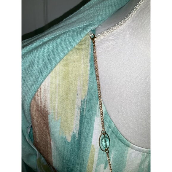 Alfred Dunner Woman Brushstroke Two-For Cardigan With Necklace, size 1X - Picture 4 of 5